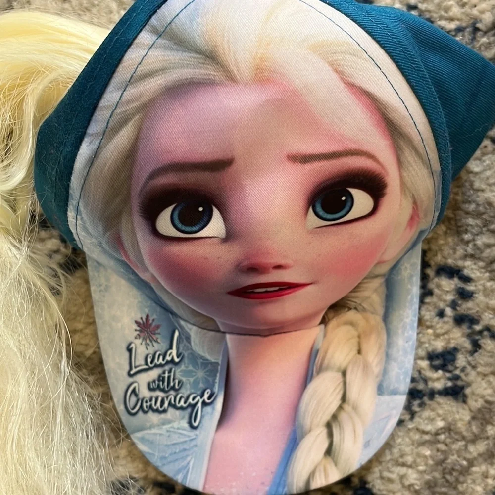 Frozen Elsa baseball‎ cap with long blonde hair